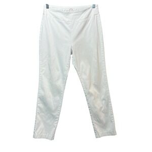 Euro Classic White Pull On Stretch Ankle Pants Women's Size 8 Cropped Straight‎